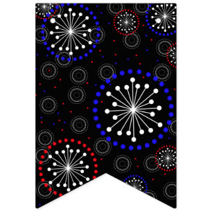 Contemporary Red White Blue Fireworks Bunting