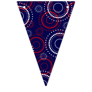 Contemporary Red White Fireworks on Blue Bunting