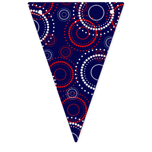Contemporary Red White Fireworks on Blue Bunting (Sixth Flag)