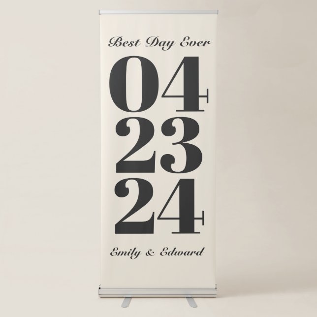 Contemporary Retro Wedding Welcome   Retractable Banner (Front)