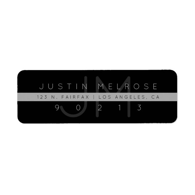 Contemporary Return Address Label | Black & Grey (Front)