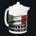 Contemporary Roman Coliseum Silhouette<br><div class="desc">This design features a red,  white and green striped background with a Roman Coliseum silhouette. This design is copyright protected and may not be copied or redistributed.</div>