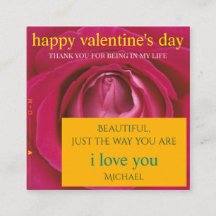 Contemporary romantic pink rose valentine's day  enclosure card