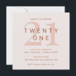 Contemporary Rose 21st Birthday Party Invitation<br><div class="desc">This modern typography 21st birthday party invitation is perfect for a modern birthday party. The simple design features rose pink accents in a typographic layout with a modern feel. Customisable in any colour. Keep the design minimal and elegant, as is, or personalise it by adding your own graphics and artwork....</div>