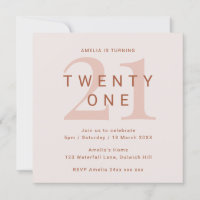 Contemporary Rose 21st Birthday Party Invitation