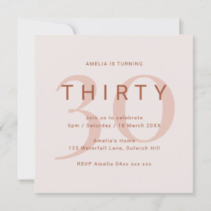 Contemporary Rose 30th Birthday Party Invitation