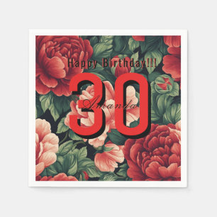 Contemporary Rose Flower Teen Birthday Napkin