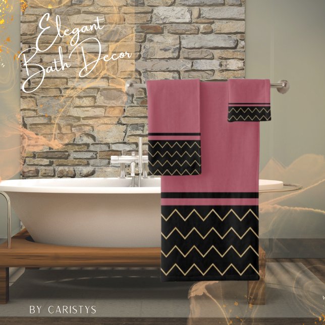 Contemporary Rose Mauve with Geometric Bath Towel Set (Creator Uploaded)