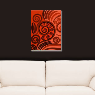 Contemporary Rust Orange Nature-inspired Fern Curl Poster