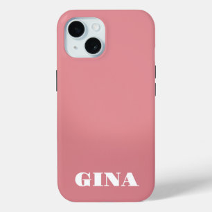Contemporary Rustic Pink Personalised iPhone 15 Case
