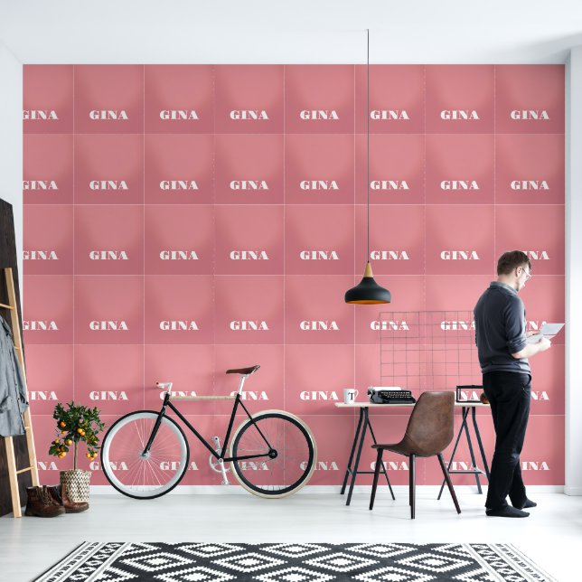 Contemporary Rustic Pink  Personalised Wallpaper (Living Room)
