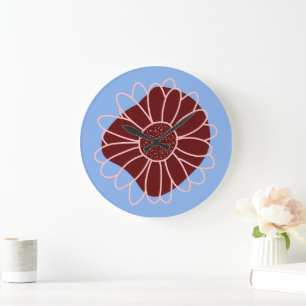 Contemporary Rustic Sunflower  Large Clock