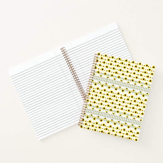 Contemporary Rustic Sunflower Pattern Notebook (Inside)