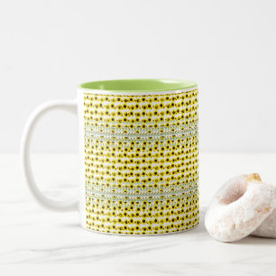 Contemporary Rustic Sunflower Pattern Two-Tone Coffee Mug