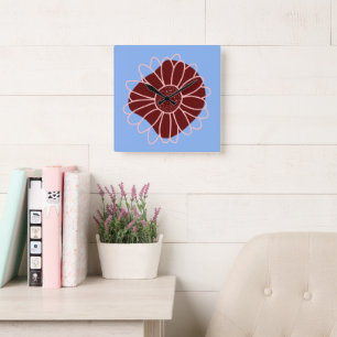 Contemporary Rustic Sunflower Square Wall Clock