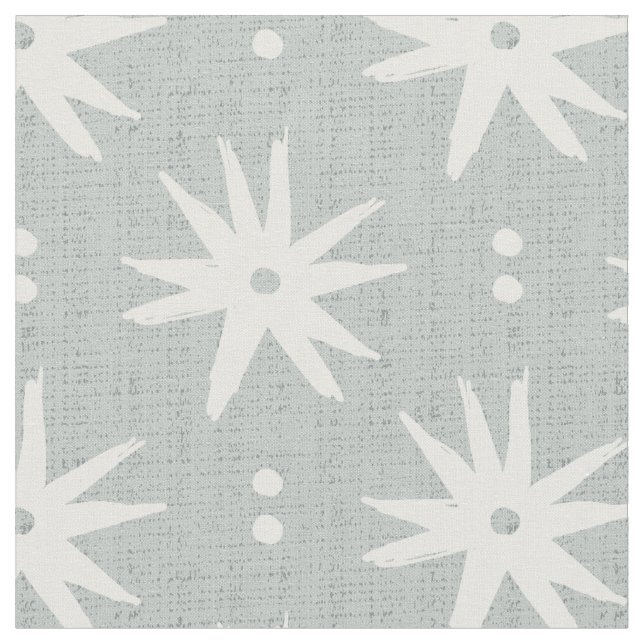 Contemporary sage blue pagan stars geometric fabric (Close Up)