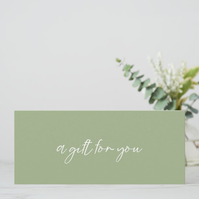 Contemporary Sage Green Modern Gift Certificate (Standing Front)