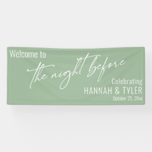 Contemporary Sage Green The Night Before Welcome Banner
