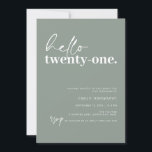 Contemporary Sage Hello 21st Birthday Party Invitation<br><div class="desc">This minimalist typography 21st birthday party invitation is perfect for a modern birthday party. The simple design features contemporary hello in script font on sage background. Customisable in any colour. Keep the design minimal and elegant, as is, or personalise it by adding your own graphics and artwork. For more advanced...</div>
