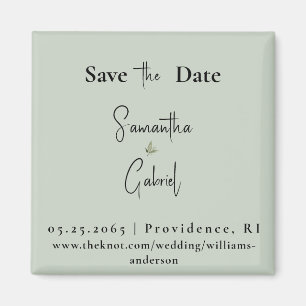 Contemporary Sage Wedding Save the Date II Magnet