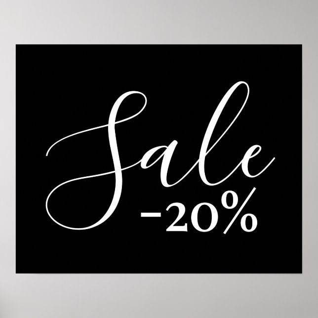 Contemporary Sale Sign, 20% Off Retail Sales Poster (Front)