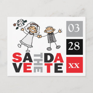 Contemporary Save The Date Happy Newlyweds Wedding Postcard
