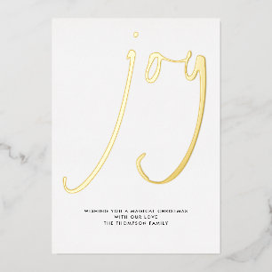 Contemporary Script Joy Christmas Gold Foil Holiday Card