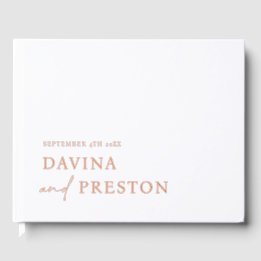 Contemporary Script Modern Simple Minimalist WHITE Guest Book