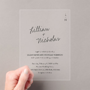 Contemporary Script Modern Wedding Acrylic Invitations