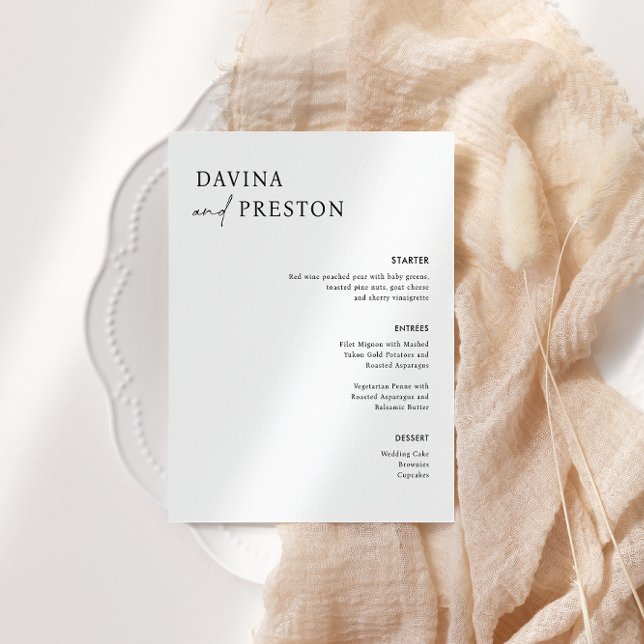 Contemporary Script Modern WEDDING DINNER MENU (Creator Uploaded)