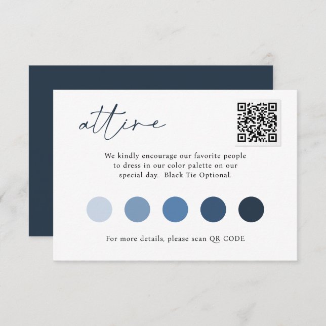 Contemporary Script  QR Code Wedding ATTIRE  Enclosure Card (Front/Back)