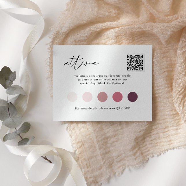 Contemporary Script  QR Code Wedding ATTIRE  Enclosure Card (Creator Uploaded)