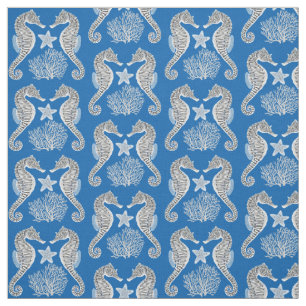 Contemporary Sea Life Seahorse Fabric
