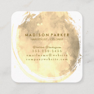 Contemporary Sepia Watercolor Brushed Square Business Card