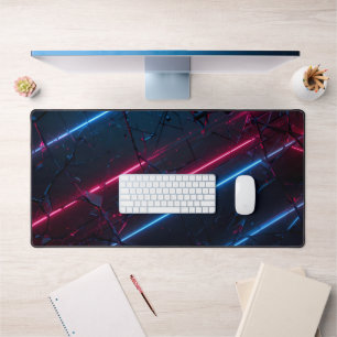 Contemporary Shattered Glass Abstract Neon Desk Mat