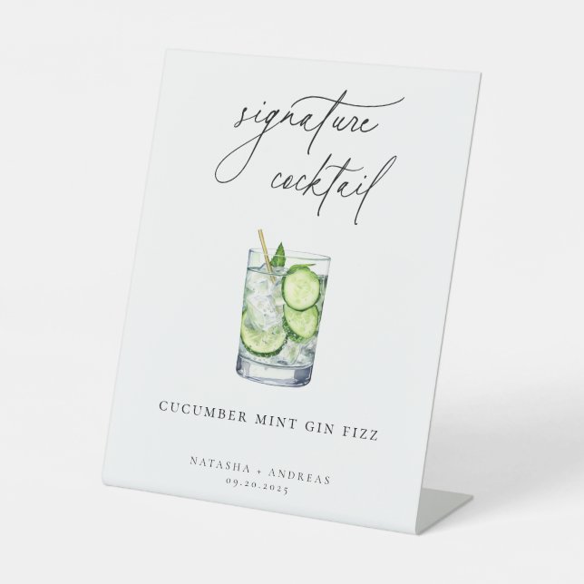 Contemporary Signature Cocktail  Pedestal Sign (Front)