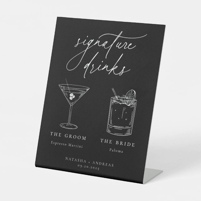 Contemporary Signature Drinks Pedestal Sign (Front)
