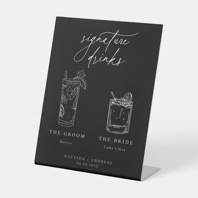 Contemporary Signature Drinks Pedestal Sign (Front)