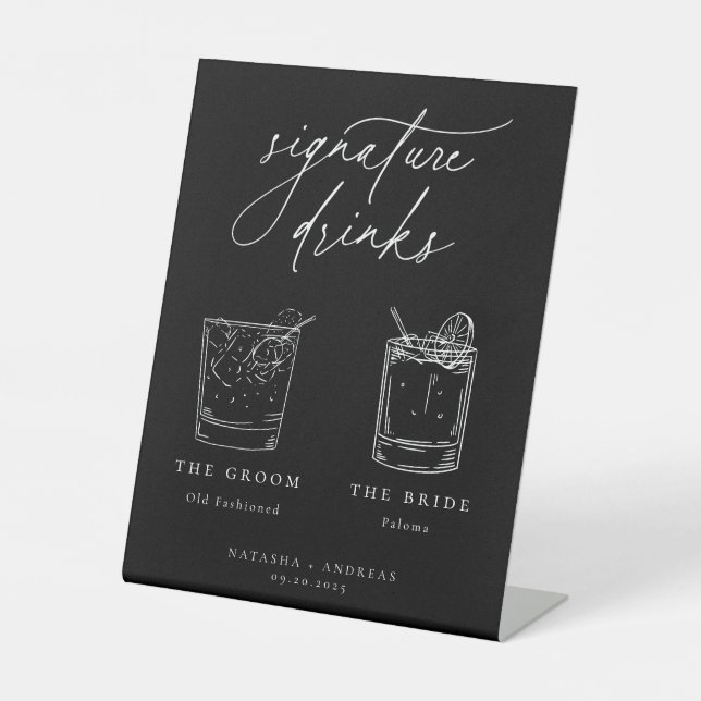 Contemporary Signature Drinks Pedestal Sign (Front)