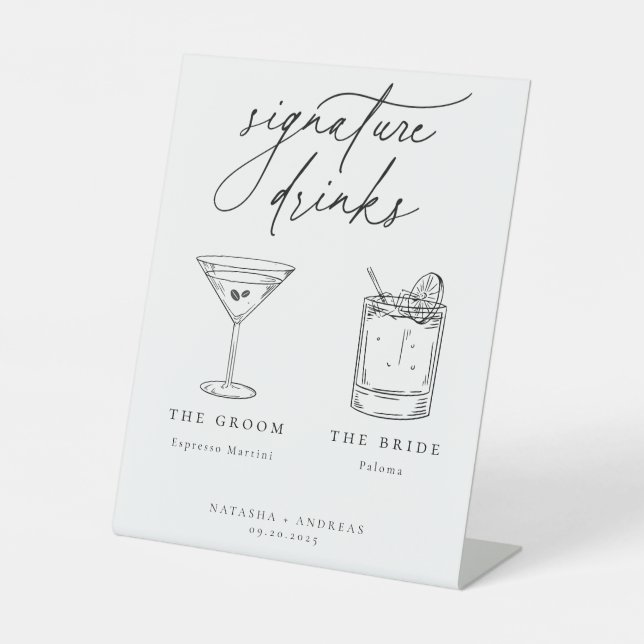 Contemporary Signature Drinks Pedestal Sign (Front)