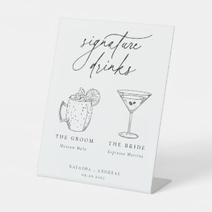 Contemporary Signature Drinks Pedestal Sign
