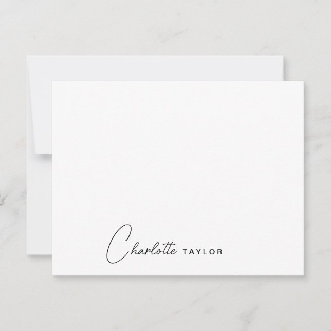 Contemporary Signature Script Typography Note Card (Front)