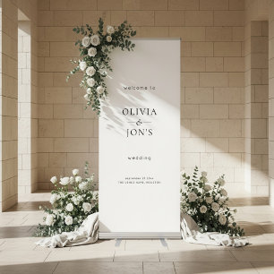Contemporary Simple Black White Wedding Welcome  Retractable Banner