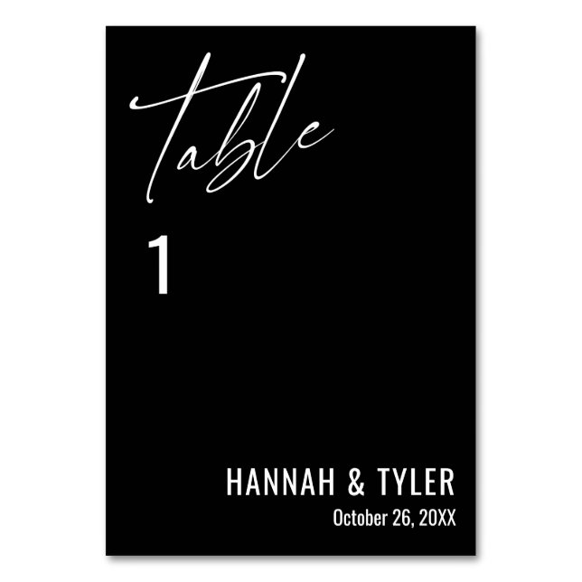 Contemporary Simple Elegant Black Table Number (Front)