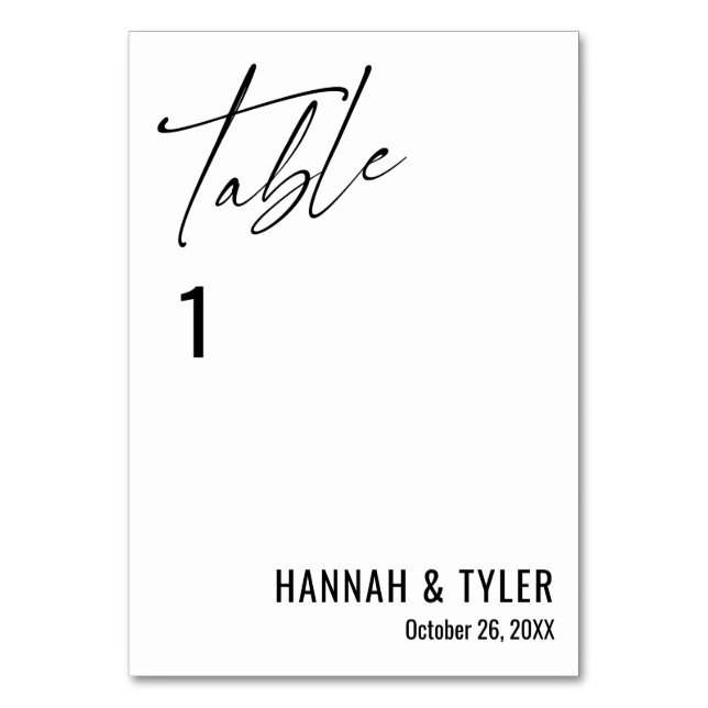 Contemporary Simple Elegant Typography Table Number (Front)