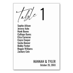 Contemporary Simple Elegant Typography Table Number