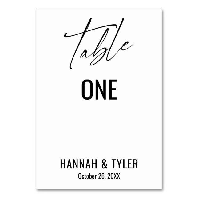 Contemporary Simple Elegant Typography Table Number (Front)