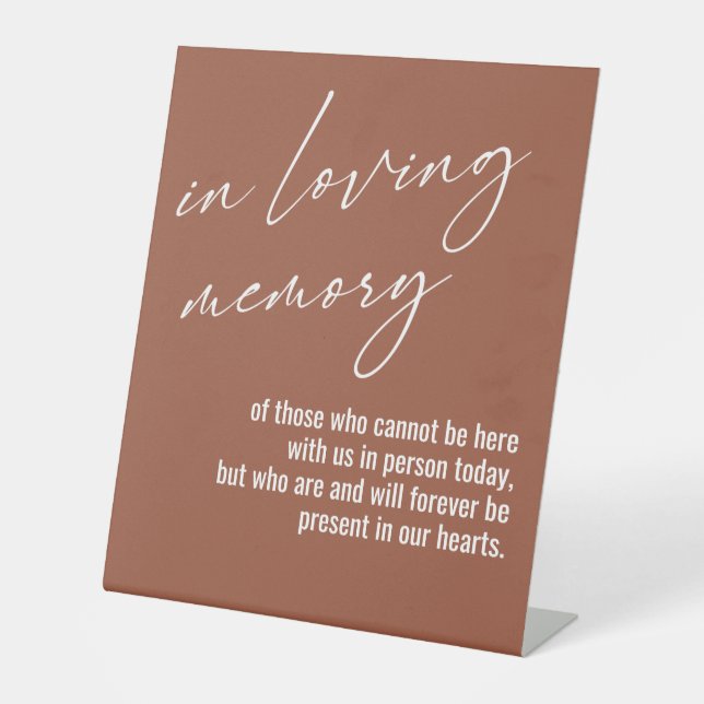 Contemporary, Simple In Loving Memory Terracotta Pedestal Sign (Front)