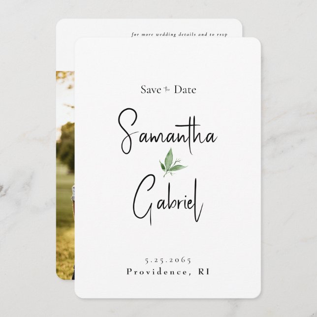 Contemporary Simple Photo Wedding Save the Date  (Front/Back)