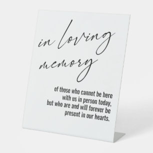 Contemporary, Simple White In Loving Memory Pedestal Sign